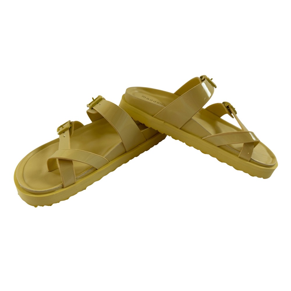 Madden‎ Girl Maui Butter Patent Yellow Platform Jelly Sandals Womens 6 NEW